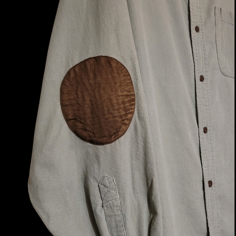 Duck Head Sage Green Corduroy Long Sleeve Button Shirt Suede Elbow Patches XXL - Picture 3 of 5